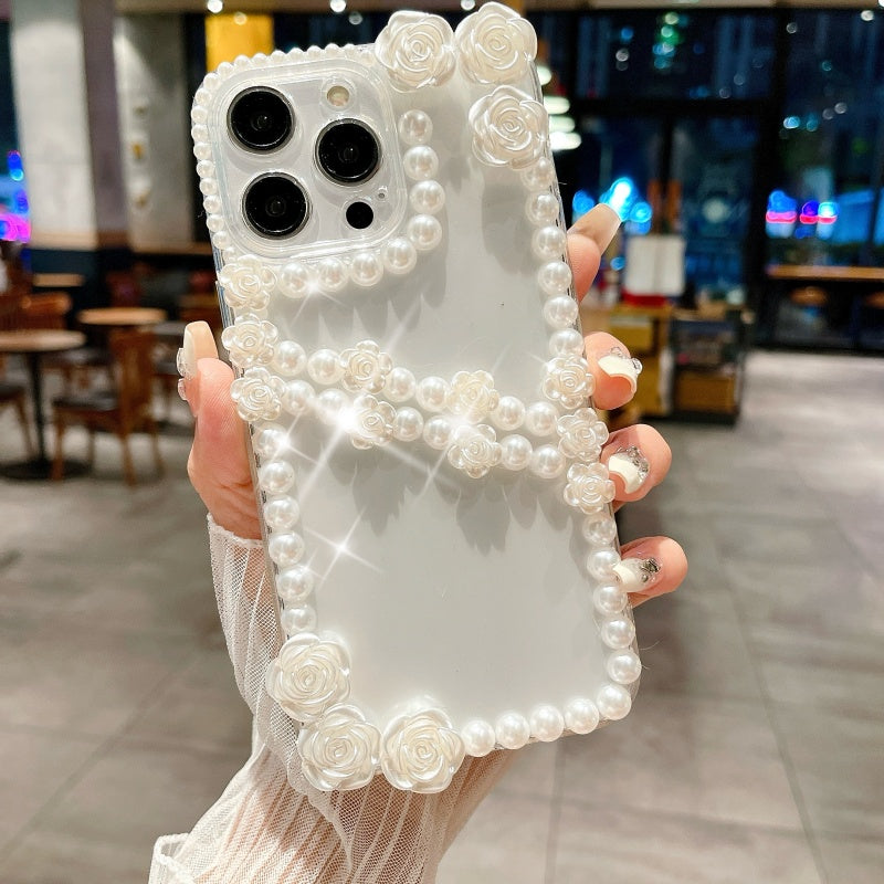 Elegant Pearl Camellia Flowers iPhone Case