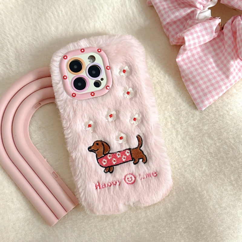 Sausage Dog Plush White iPhone Case