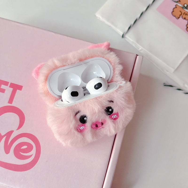 Adorable Little Pig Fuzzy AirPods Case