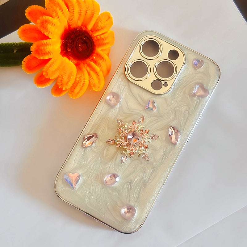 Rotatable Snowflake Diamond Glittering iPhone Case