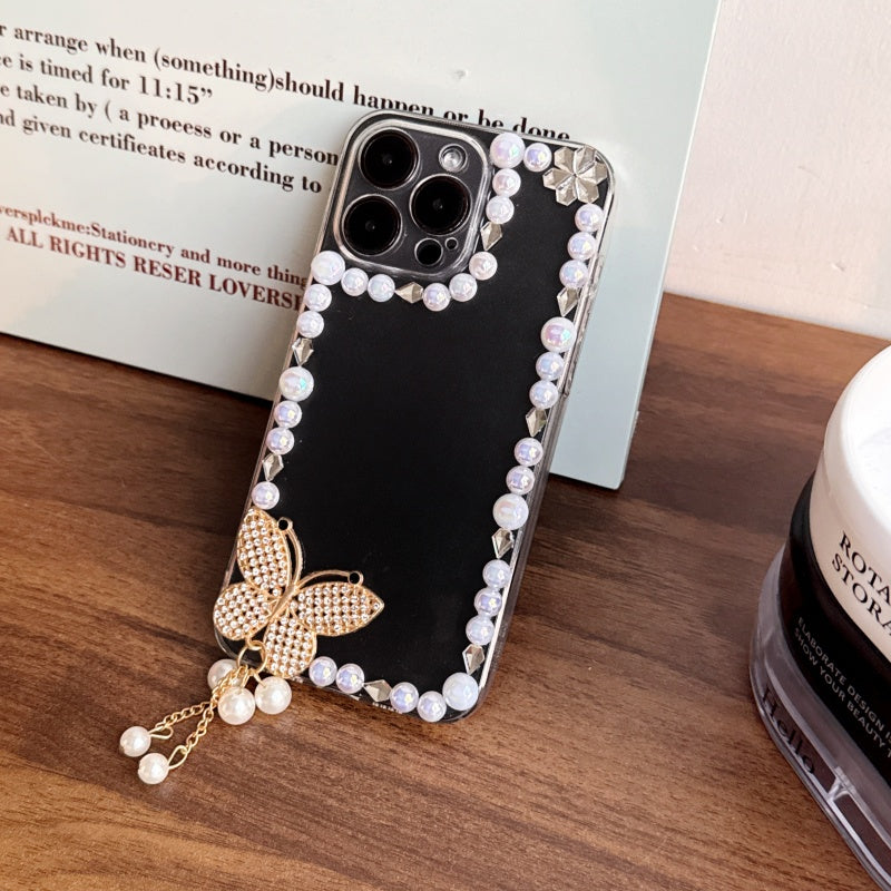 Elegant Pearl Heart Mirror iPhone Case