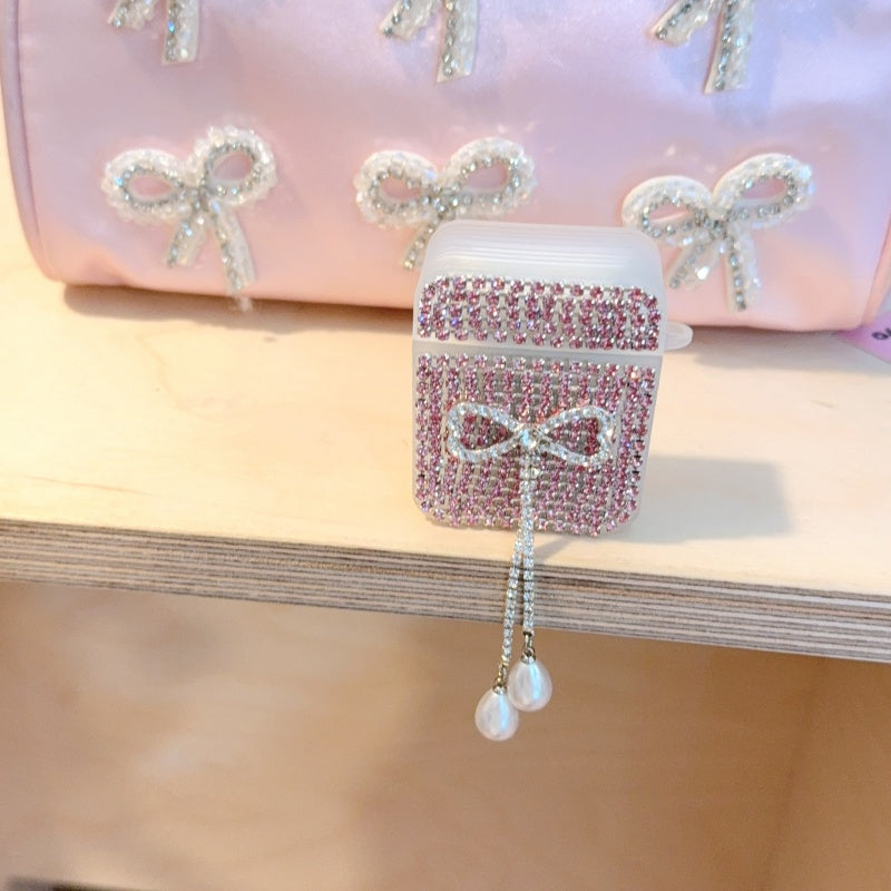 Teardrop Rhinestone Bow AirPods Case