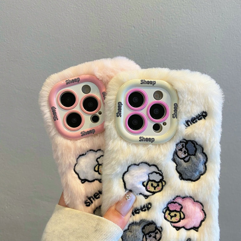 Cloud-Like Softness!Blue Plush Lamb iPhone Case