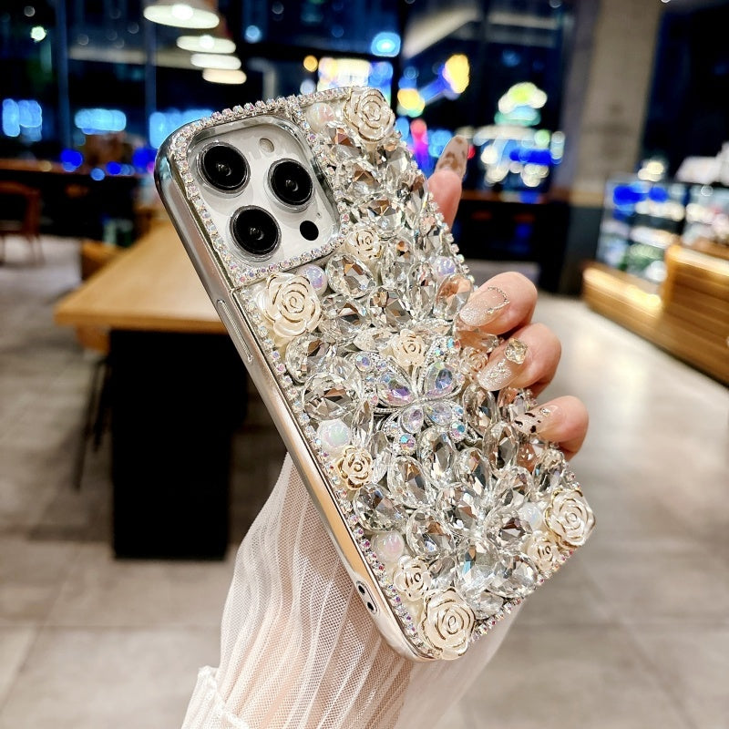 Sparkling Rhinestones Butterfly Flowers iPhone Case