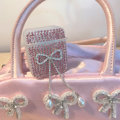 Teardrop Rhinestone Bow AirPods Case