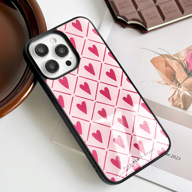 Pink Plaid Heart iPhone Case