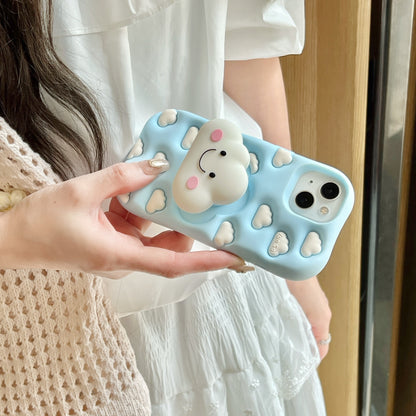Cute White Cloud Stand Sky Blue iPhone Case