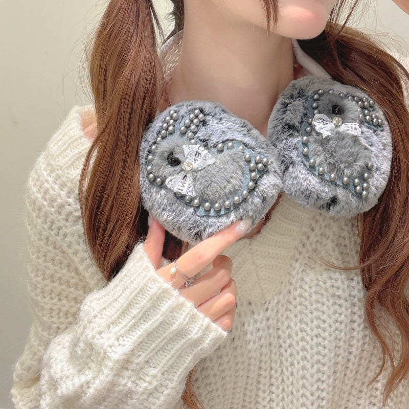 Pearl Bunny Plush Gray AirPods Max Case