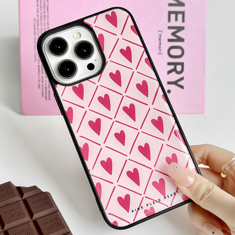 Pink Plaid Heart iPhone Case