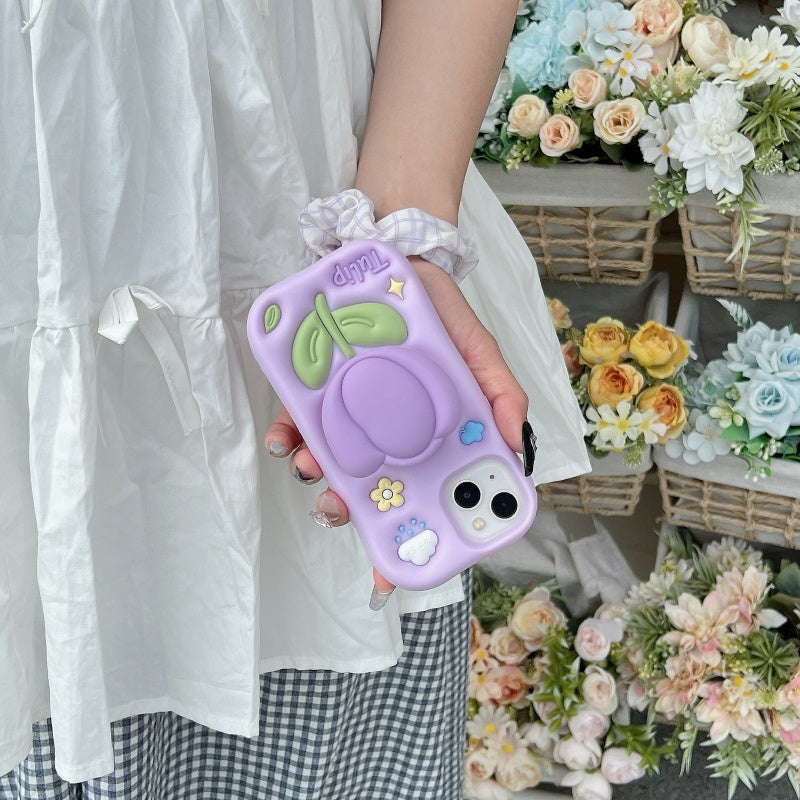 Purple Tulip iPhone Case with Stand