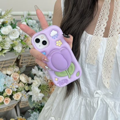 Purple Tulip iPhone Case with Stand