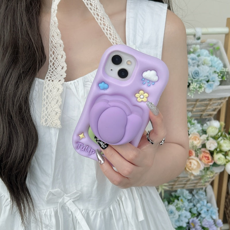 Purple Tulip iPhone Case with Stand