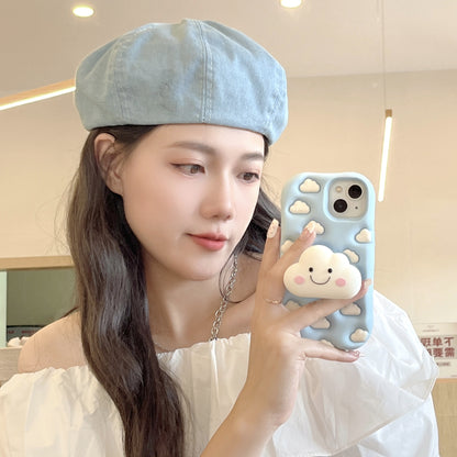 Cute White Cloud Stand Sky Blue iPhone Case