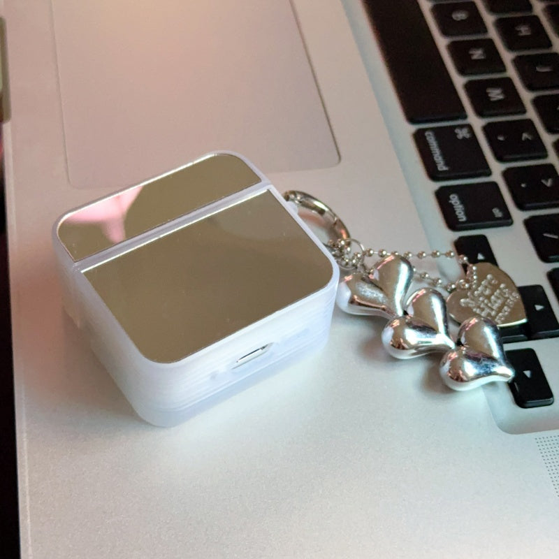 Mirror AirPods Case with Heart Charm Strap