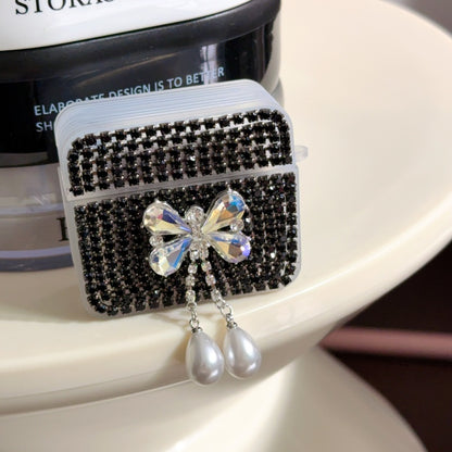 White Teardrop Rhinestone Butterfly AirPods Case