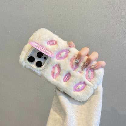 White Multi-Lips Plush iPhone Case