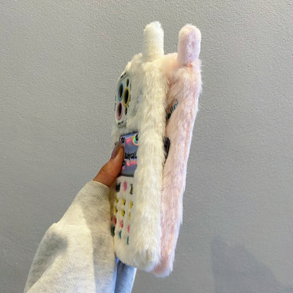 White Retro Handset Plush iPhone Case
