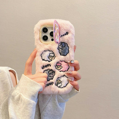 Cloud-Like Softness！Blue Plush Lamb iPhone Case