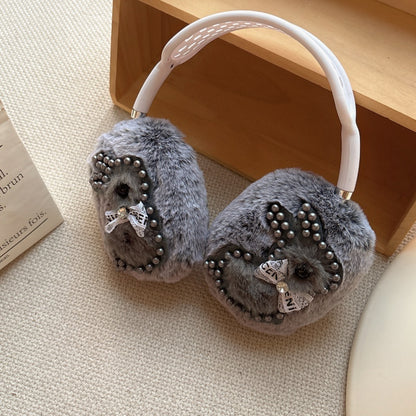 Pearl Bunny Plush Black AirPods Max Case
