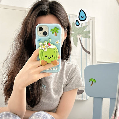 Cute 3D Coconut Stand iPhone Case