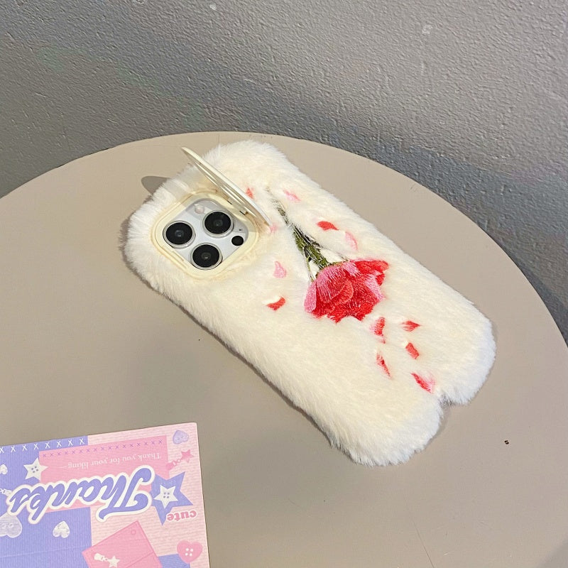 Fuzzy Floral Rose Pink iPhone Case