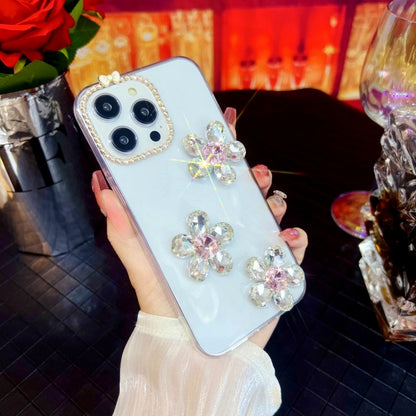Glittering Large Rhinestones Five-petal Flower iPhone Case