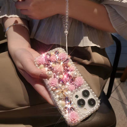 Chanel-Style Pearl & Rhinestone Floral iPhone Case