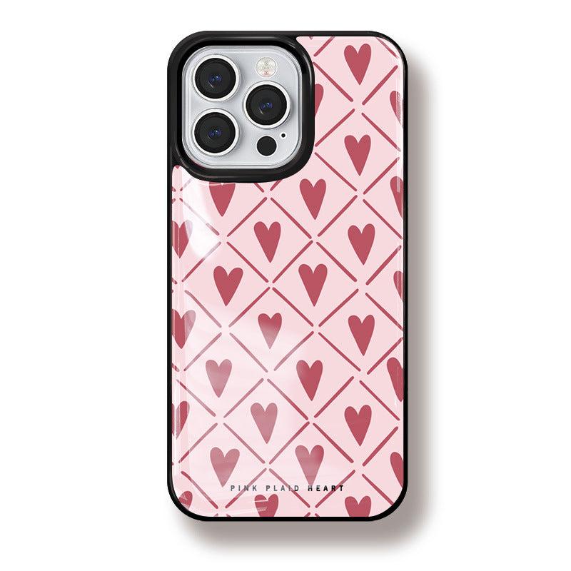 Pink Plaid Heart iPhone Case