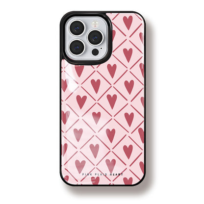 Pink Plaid Heart iPhone Case