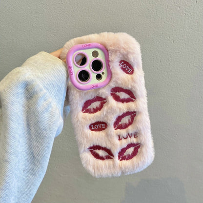 White Multi-Lips Plush iPhone Case