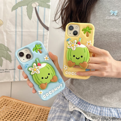 Cute 3D Coconut Stand iPhone Case