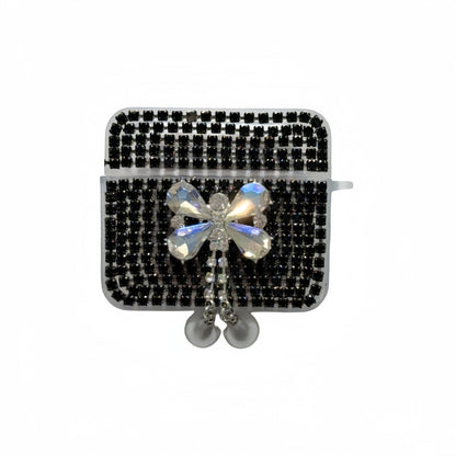 Black Teardrop Rhinestone Butterfly AirPods Case