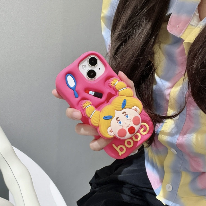 Lipstick Makeup Girl Stand Hot Pink iPhone Case