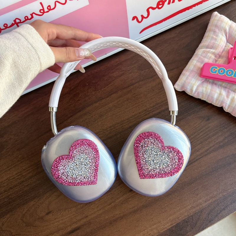 Sparkling Heart Transparent AirPods Max Case