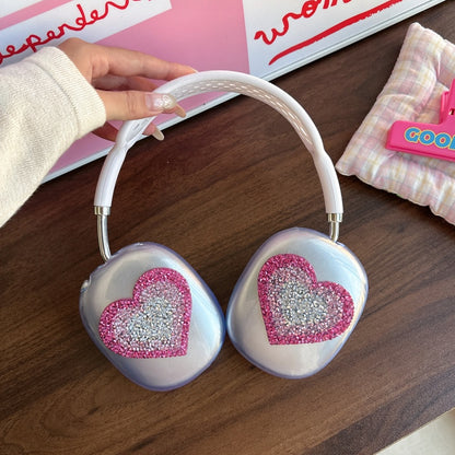 Sparkling Heart Transparent AirPods Max Case