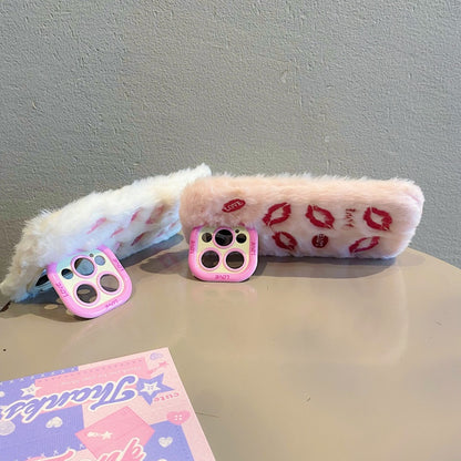 White Multi-Lips Plush iPhone Case
