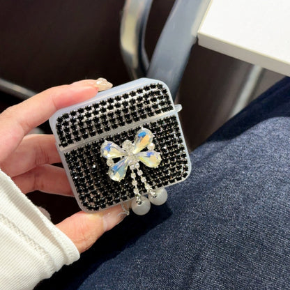 Pink Teardrop Rhinestone Butterfly AirPods Case