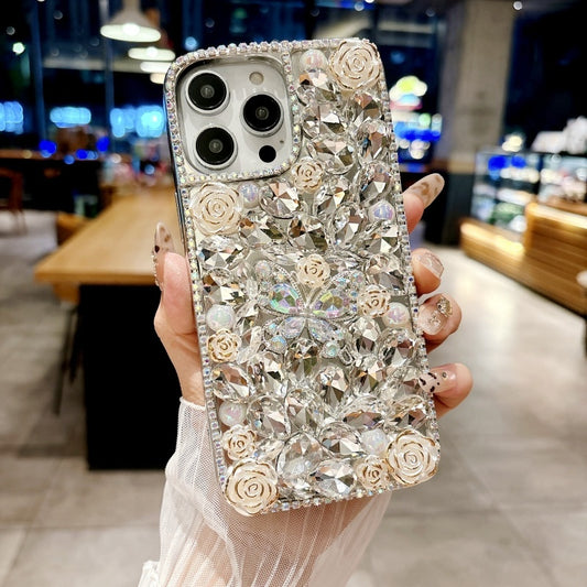 Sparkling Rhinestones Butterfly Flowers iPhone Case