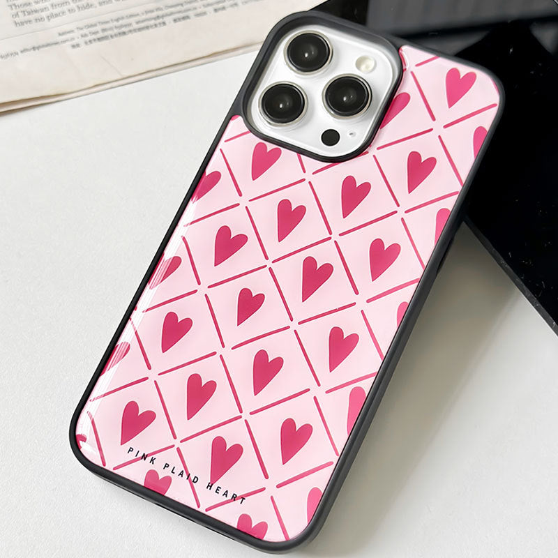 Pink Plaid Heart iPhone Case