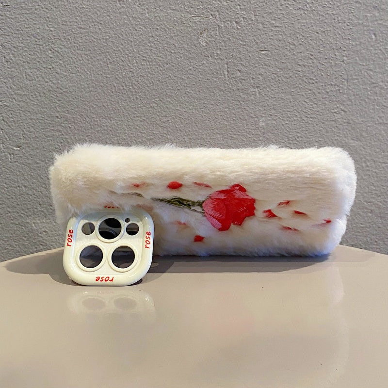 Fuzzy Floral Rose Pink iPhone Case