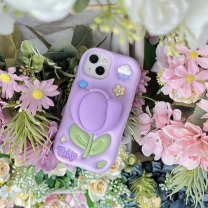 Purple Tulip iPhone Case with Stand