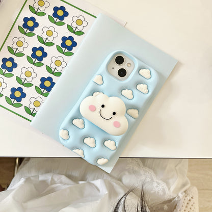Cute White Cloud Stand Sky Blue iPhone Case