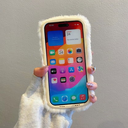 White Fuzzy Letter A with Flowers iPhone Case