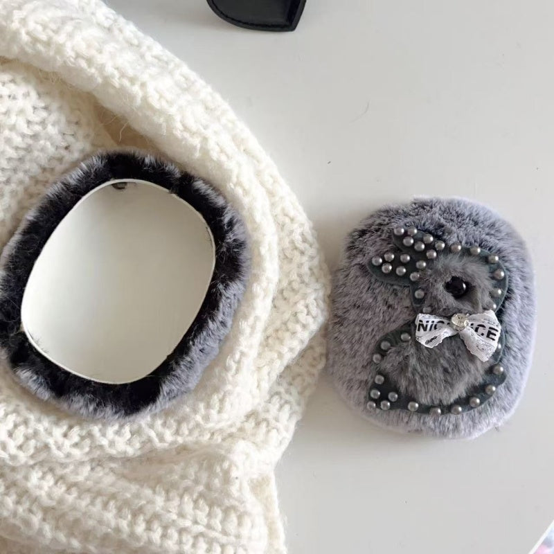 Pearl Bunny Plush Black AirPods Max Case