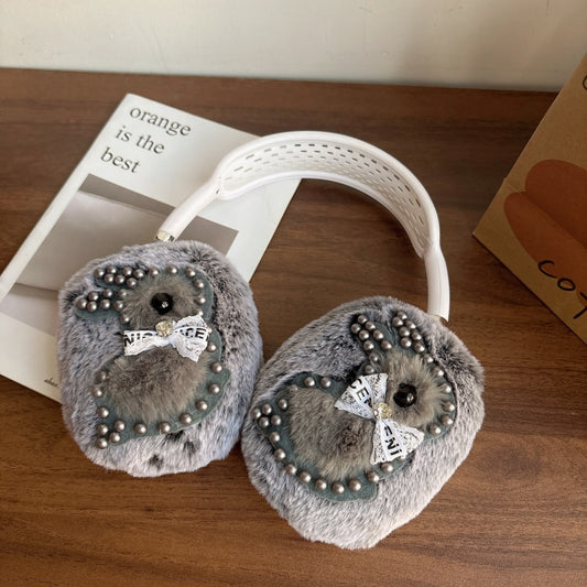 Pearl Bunny Plush Gray AirPods Max Case