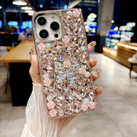 Sparkling Rhinestones Butterfly Flowers iPhone Case