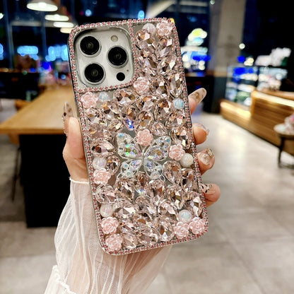 Sparkling Rhinestones Butterfly Flowers iPhone Case