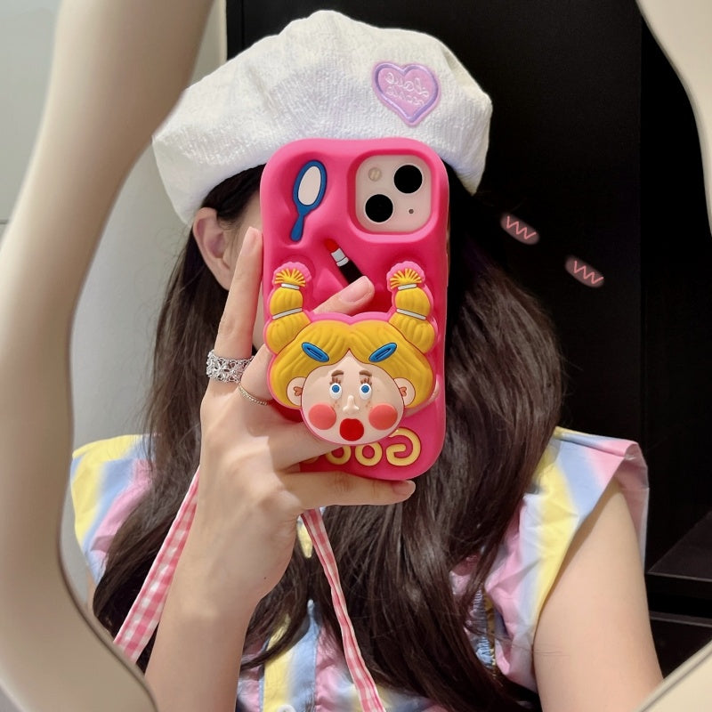 Lipstick Makeup Girl Stand Hot Pink iPhone Case
