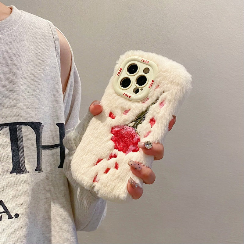 Fuzzy Floral Rose Pink iPhone Case