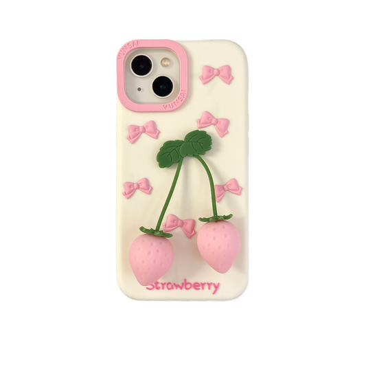 Pink Strawberry iPhone Case with Pendant